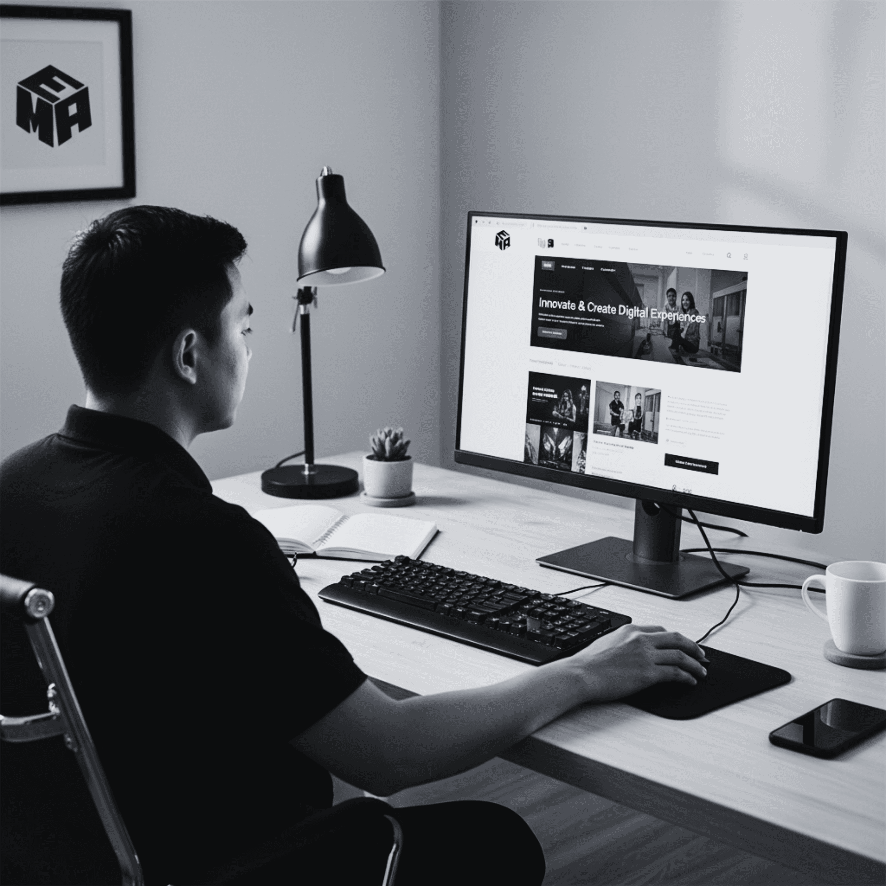 Developer working on a website at a desk